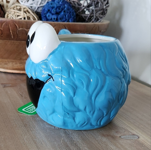 🍪 Sesame Street Cookie Monster Coffee Mug – Hand Painted, NWT, Large Muppets - Picture 4 of 16